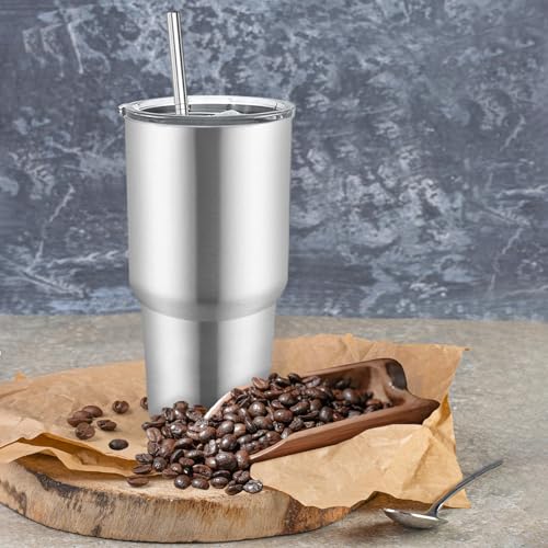 8 Pack 30oz Stainless Steel Insulated Tumblers with Lids & Straws - Double Wall Travel Coffee Cups for DIY Gifts