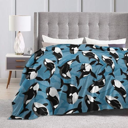 Killer Whale Throw Blanket Kids Orca Blanket 80x60 Cozy Soft Plush Gift