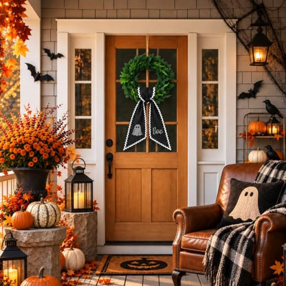 Halloween Ghost Wreath Sash for Front Door - Boo Design, 55 Inch