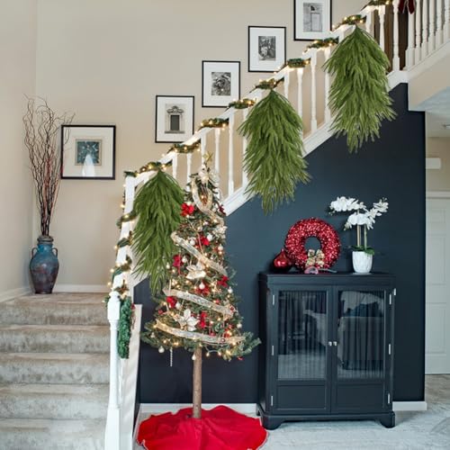 Christmas Teardrop Swag for Front Door - 25 Inch Faux Pine Needle Wreath - Oval/2