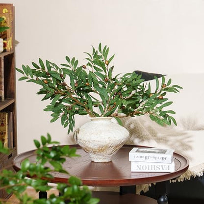 Realistic Faux Olive Branch Stems 6 Pack - 24 Inch Mediterranean Decor