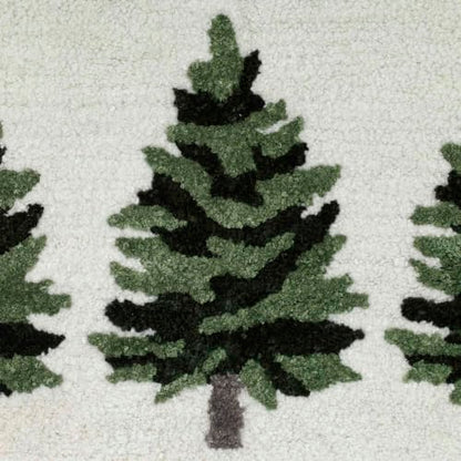 Woodland Pine Tree Bath Rug 20x30 - Tufted Polyester Bathroom Mat
