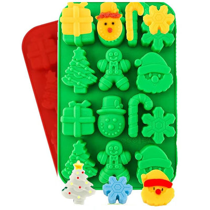 Christmas Theme Silicone Molds 2 Pack – 7 Holiday Shapes Candy Chocolate Gelatin Ice Cubes