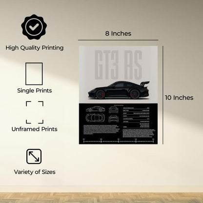 InkFlow Vintage Racing Car Poster - Classic Supercar Wall Art for Boys' Room | 8x10 Unframed Canvas Print