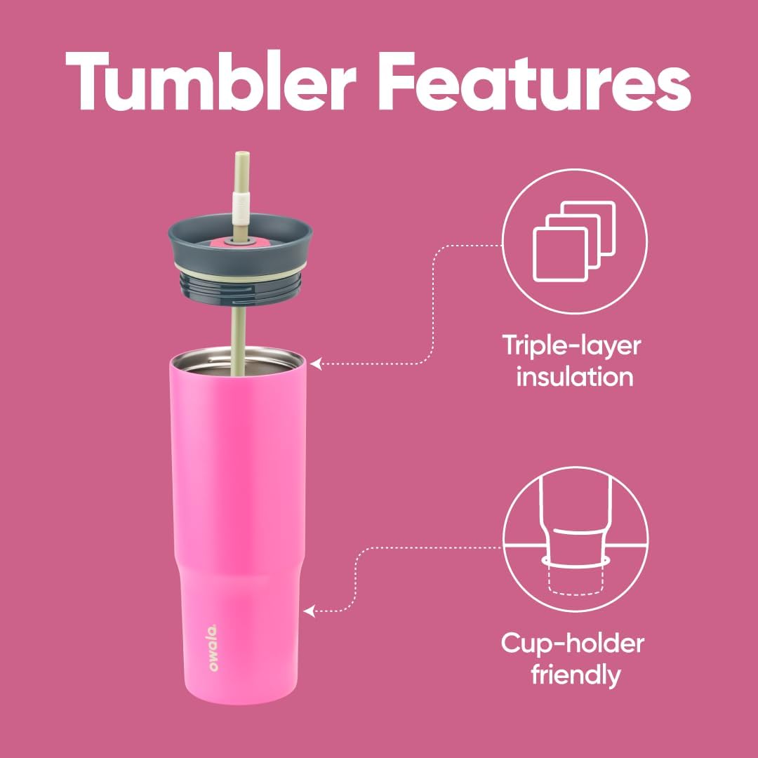Owala Stainless Steel Travel Tumbler - Triple Layer Insulated, Spill Resistant Lid, 24 oz, Watermelon Breeze