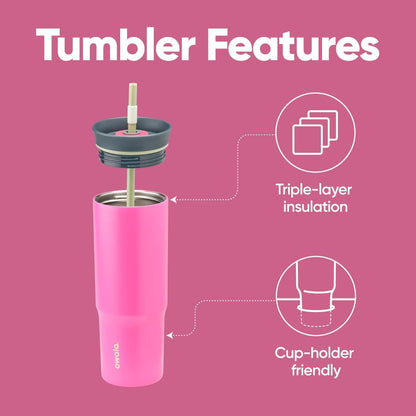 Owala Stainless Steel Travel Tumbler - Triple Layer Insulated, Spill Resistant Lid, 24 oz, Watermelon Breeze
