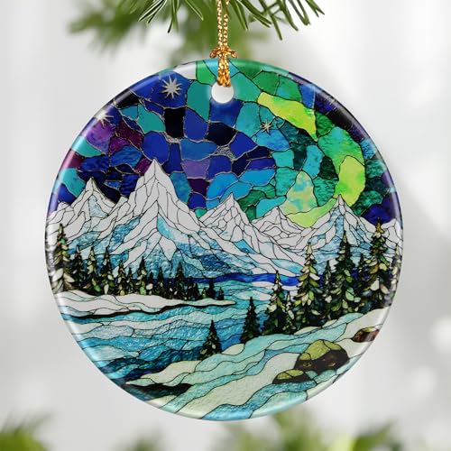 Mountain Landscape Christmas Ornament - Holiday Tree Decor & Gift - Variation of THIS listing