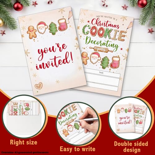 Christmas Party Invitations with Envelopes - Festive Holiday Card Set
