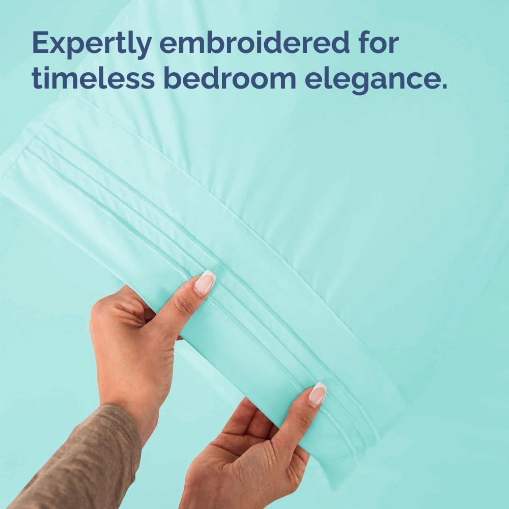 Skiennix Queen Pillow Cases Set of 2 | Ultra Soft Hotel Quality, Wrinkle-Free, Spa Blue