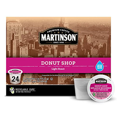 Martinson Donut Shop, Light Roast Coffee, Keurig K-Cup Brewer Compatible Pods, 24 Count (Pack of 1)