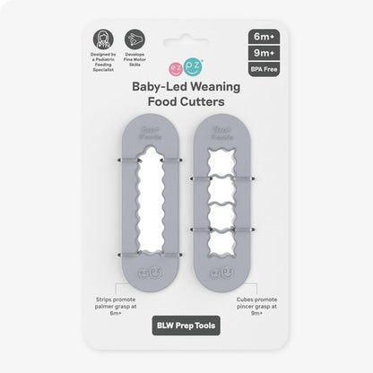 ezpz Baby-Led Weaning Food Cutters (2 pack in Pewter) - 6 / 9 Months + - Food Prep for Infants