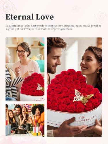 47 Preserved Roses in a Box - Romantic Red Flowers Gift Set
