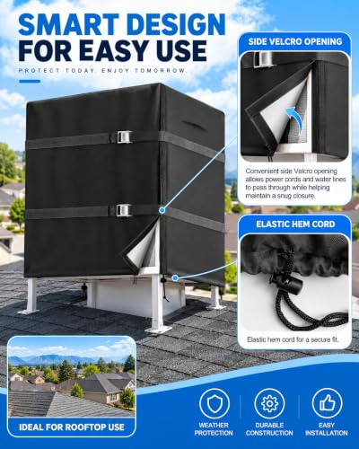 Down Draft Evaporative Cooler Cover 34W x 34D x 36H Black - Roof Swamp Cooler Protection