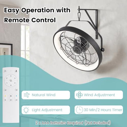 20-Inch Wall Mounted Fan with Dimmable LED Light, 6-Speed & Timer - Variation of THIS listing