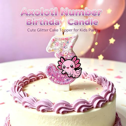 Axolotl Birthday Number Candles - Cake Topper Party Decor - Number 7