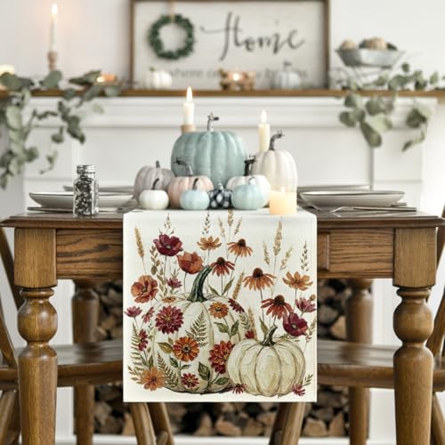 210 GSM Fall Table Runner 13x72 Inch Beige Polyester for Home & Party Decor
