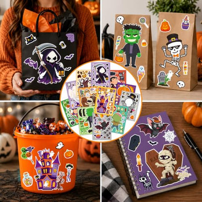 Halloween Stickers for Kids - 48 Assorted Spooky Designs - Variation of Halloween