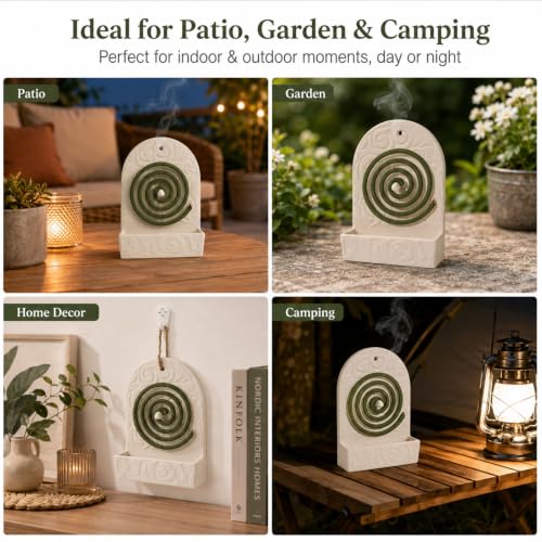 Retro Ceramic Mosquito Coil Holder Wall & Tabletop Ash Catcher - Safe & Decorative