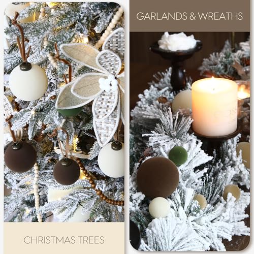Sea Team 25-Pack Cream Flocked Velvet Christmas Ornaments 60mm - Holiday Decor