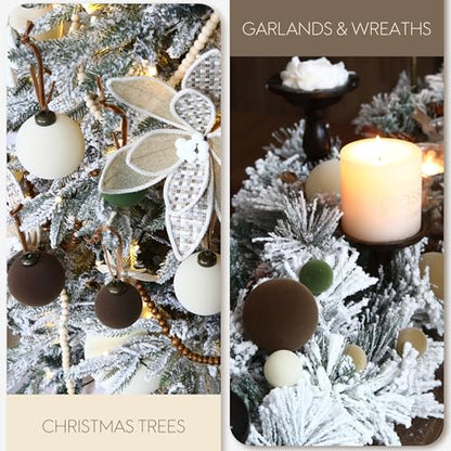 Sea Team 25-Pack Cream Flocked Velvet Christmas Ornaments 60mm - Holiday Decor