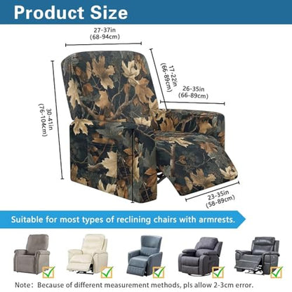 Washable Recliner Chair Cover Camo Leaves - Stretch & Pet-Friendly