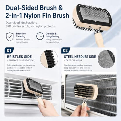 6-Piece AC Coil Cleaning Kit with Fin Comb & Straightener for Condensers