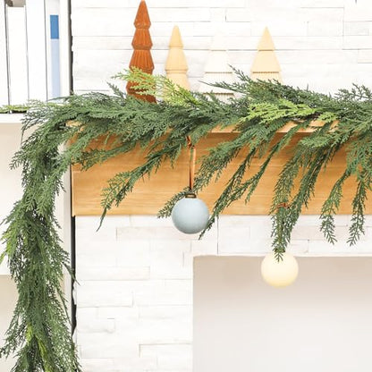 Jutom 9 ft Artificial Cedar Garland - Realistic Christmas Holiday Decor