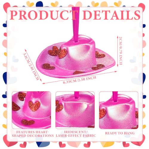 12 Pcs Western Christmas Cowgirl Hat Ornaments - Glitter Heart Pink Variation of THIS listing