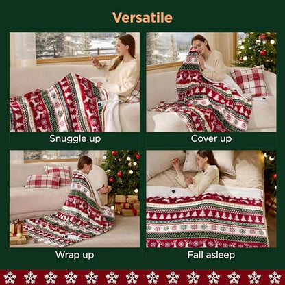 Bedsure Christmas Heated Blanket Throw - Fair Isle Pattern Electric Blanket, 23 Variation