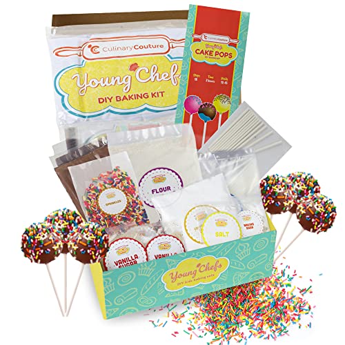 Young Chefs Cake Pops Baking Kit with Pre-Measured Ingredients - DIY Kids Baking Set for Girls and Boys - Easy and Fun Kids Baking Kit with Cake Pop Sticks