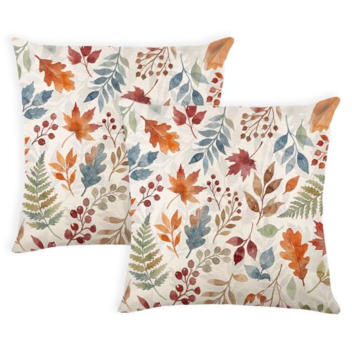 Autumn Maple Leaf Fall Pillow Covers 20x20 Inch Set of 2 Farmhouse Thanksgiving Decor
