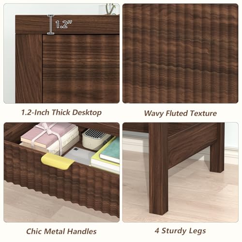 Small 39 Inch Computer Desk with 2 Drawers - Space Saving Home Office Furniture