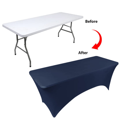 BDDC Table Covers for 4 Foot Tables, Spandex Table Covers 4ft, Navy Blue Table Cloths Rectangle 4ft for Events, Wedding, Banquets & Parties