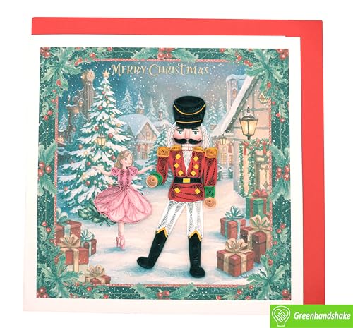Merry Nutcracker Christmas Quilling Card - Handmade Holiday Greeting Card
