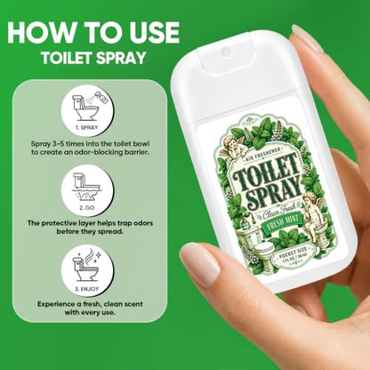 Travel Size Toilet Spray Pack - Bathroom Odor Neutralizer with 8 Scents