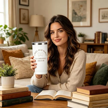 Book Lover Tumbler - 20oz Stainless Steel Insulated Water Bottle - Funny Reading Gift - Variation of THIS listing