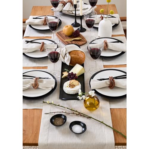 Solino Home 100% Linen Light Natural Table Runner - 14 x 90 Inches, Variation 03