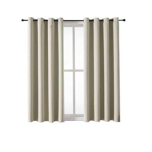 ChrisDowa Grommet Room Darkening Curtains for Bedroom and Living Room - 2 Panels Set Thermal Insulated Blackout Curtains (Beige, 52W x 45L)