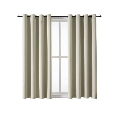 ChrisDowa Grommet Room Darkening Curtains for Bedroom and Living Room - 2 Panels Set Thermal Insulated Blackout Curtains (Beige, 52W x 45L)