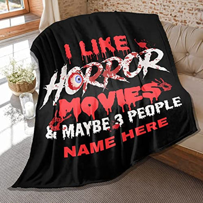 Pizza and Horror Movie Lover Blanket Soft Flannel Blanket Lightweight Plush Throw Air Conditioner Quilt for Women Men Couch Bed Sofa Decorative Blankets 60"x50" Medium for Boys Girls