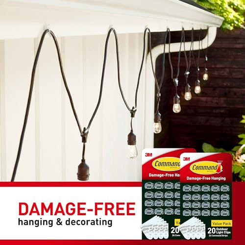 Outdoor Light Clips Clear 40 Pack Weather-Resistant Damage-Free Hanging