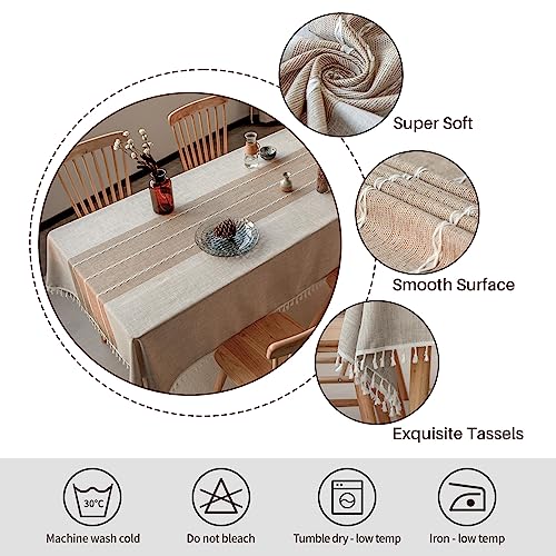 Deep Dream Waterproof Rectangle Tablecloth 55x102 Inches Light Coffee - Rustic Kitchen Dining Decor