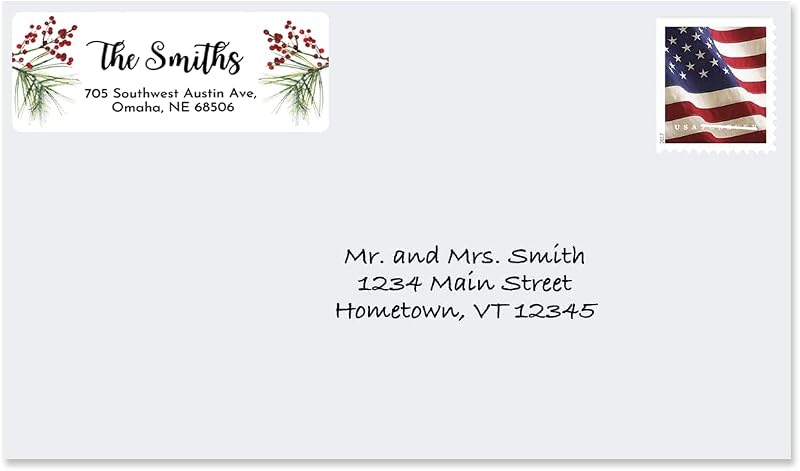 Personalized Christmas Return Address Labels, Set of 120 Self-Adhesive Name Stickers