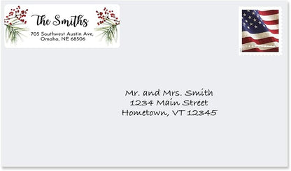 Personalized Christmas Return Address Labels, Set of 120 Self-Adhesive Name Stickers