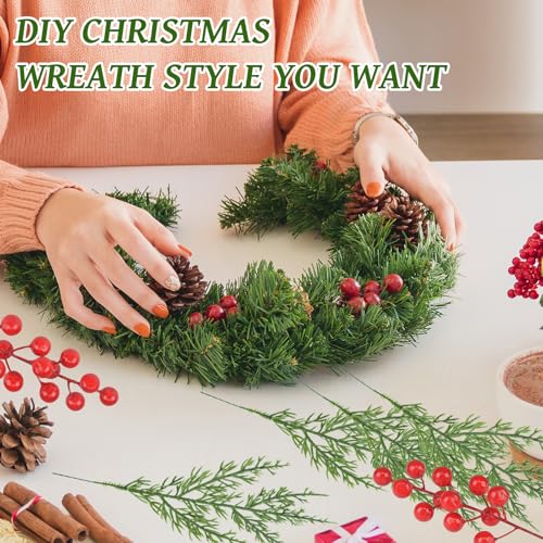55PCS Christmas Artificial Pine Branches Set with Red Berries and Pinecones - A Style