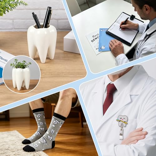 Dentist Gifts Set for Men with Tumbler Socks Pen Holder Notepad Keychain