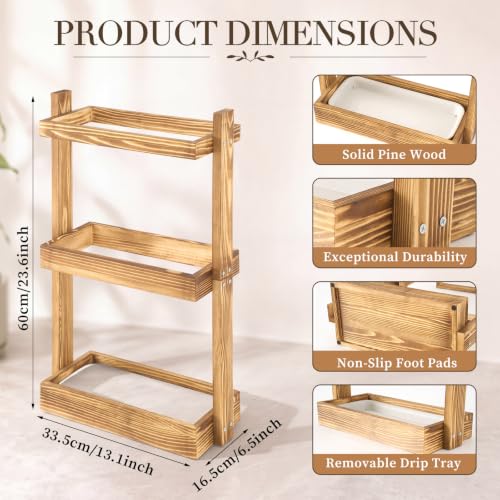 Wooden Umbrella Stand Rack with Removable Drip Tray for Entryway