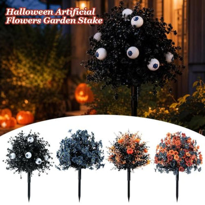 2Pcs Artificial Topiary Bushes for Outdoors Halloween Fall Decoration - Style3
