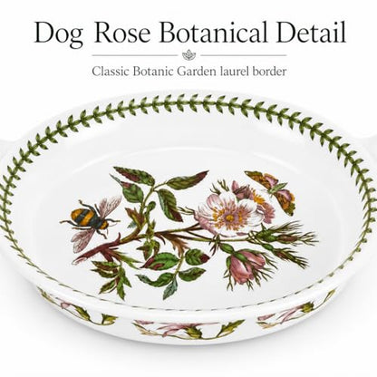 Portmeirion Botanic Garden Small Oval Gratin Dish Dog Rose Porcelain Bakeware