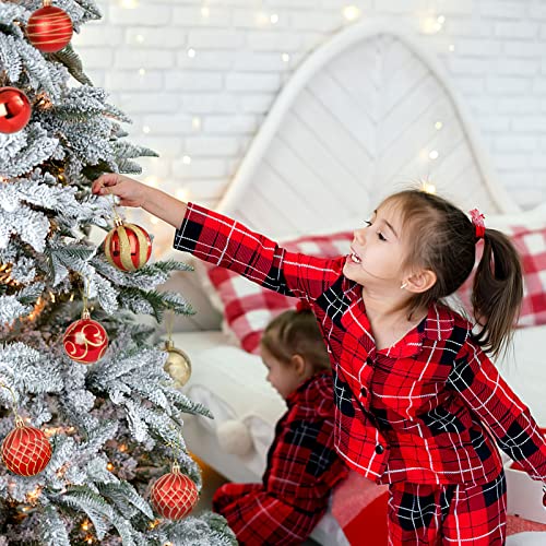 30 Pcs Christmas Tree Ornaments Set - Red & Yellow Shatterproof Bulbs 60mm